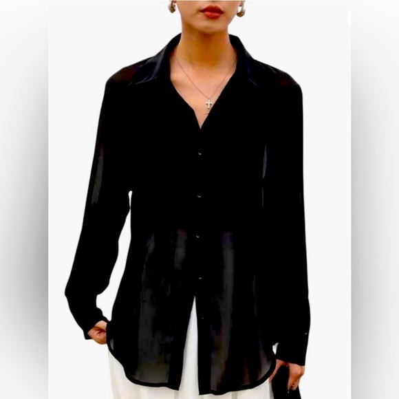 Lush Nordstrom sheer black blouse - Picture 1 of 8